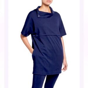 JOAN VASS Navy Blue Short Sleeve Tunic Top Women’s Plus Size 1X Nautical Preppy